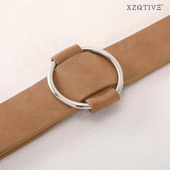 womens suede belt leather waist belt with silver buckle for jeans pants outfits - Picture 5 of 5